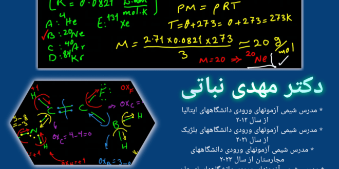 دکتر مهدی نباتی - اولین، قدیمی ترین، بهترین و برترین استاد شیمی آیمت IMAT ایران 09053190439 ایمو